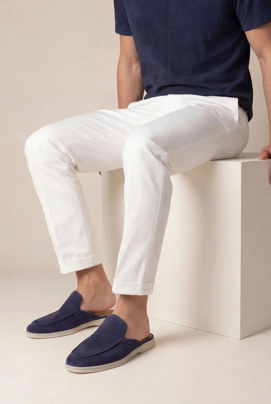 Navy Suède Mocasines Lucía Montiel